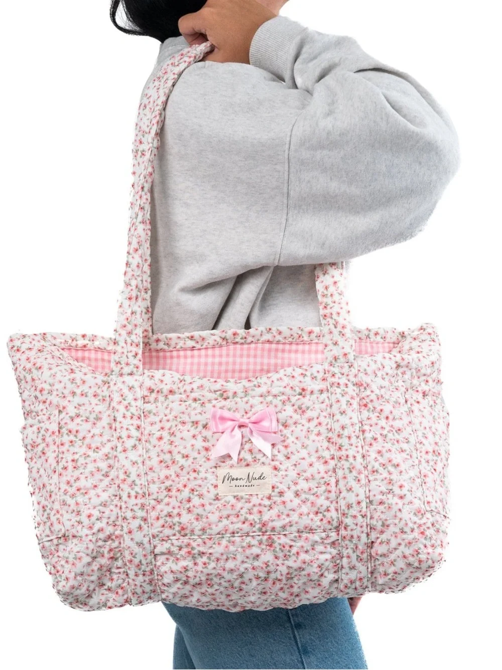Moon Nude Floral Peony Tote Bag